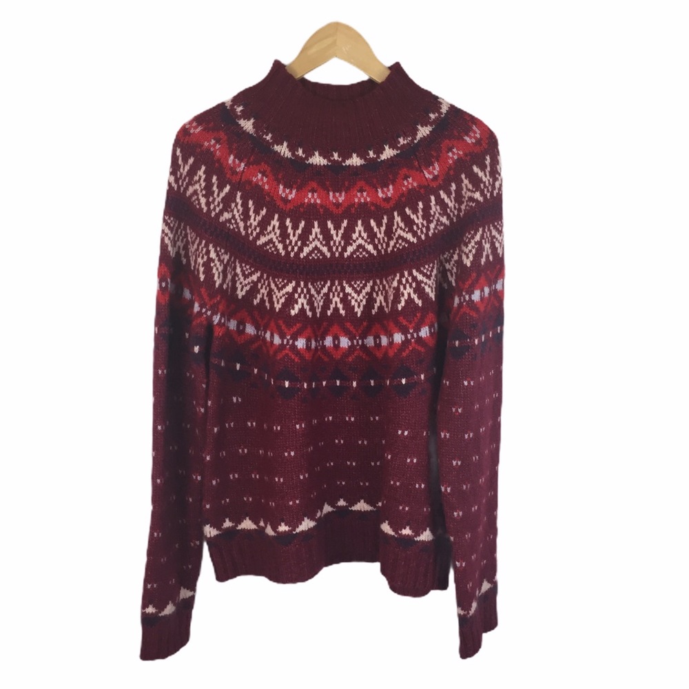 American Eagle Burgundy Fair Isle Sweater